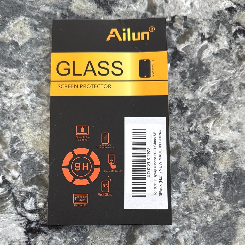 Ailun Black Tempered Glass Screen Protector for iPhone 2021 6.1” Display